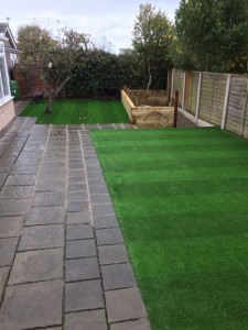 New striped lawn effect artificial grass 50cm wide colour bands, 40 MM pile. 4 metre wide.